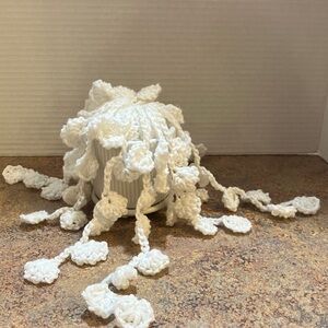Handcrafted White Crochet Potted Plant. New.
